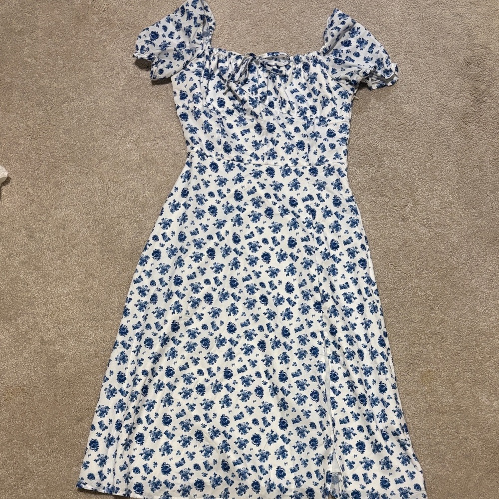 Floral Blue and White Women's Dress